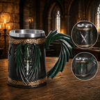The Armored Kingdom Green Dragonlord’s War Mug-16oz-Sturdy-Fantasy Design-Premium Finish