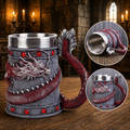 The Armored Kingdom Crimson Red Wrapped Dragon Mug-Eye Catching Design-Stainless Steel Interior