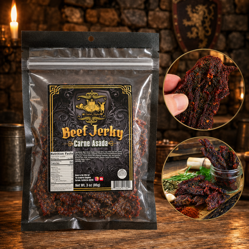 The Armored Kingdom Gourmet Carne Asada Beef Jerky-3oz