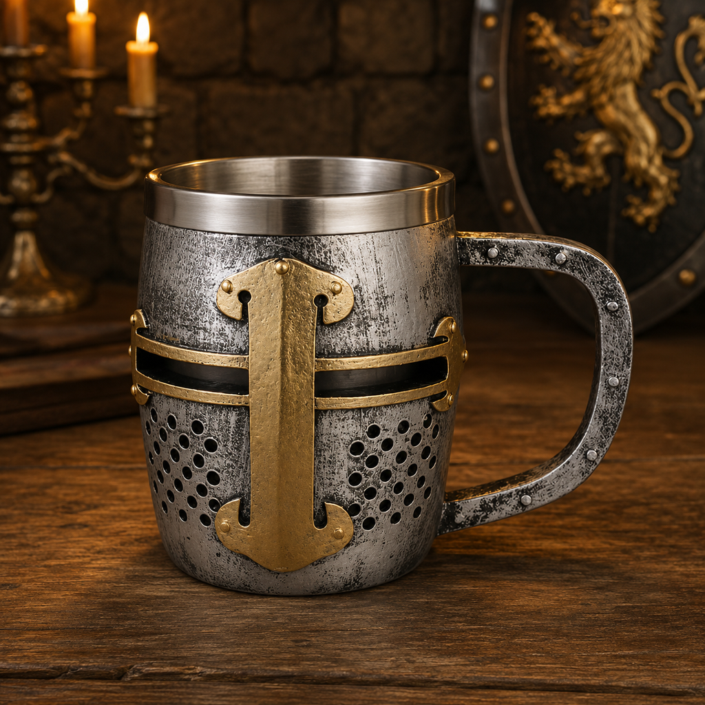 The Armored Kingdom King's Guard Knight Helmet Mug-Historic Design-Heavy Duty-Easy Grip Handle