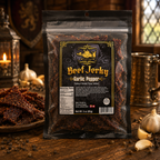 The Armored Kingdom Gourmet Garlic Pepper Beef Jerky-3oz of Delicious Protein Filled Snack- Dried Snack-Meat