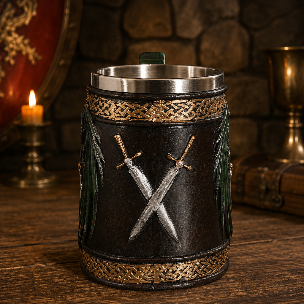 The Armored Kingdom Green Dragonlord’s War Mug-16oz-Sturdy-Fantasy Design-Premium Finish