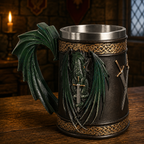 The Armored Kingdom Green Dragonlord’s War Mug-16oz-Sturdy-Fantasy Design-Premium Finish
