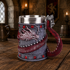 The Armored Kingdom Crimson Red Wrapped Dragon Mug-Eye Catching Design-Stainless Steel Interior