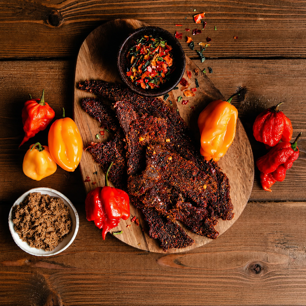 The Armored Kingdom Gourmet Carolina Reaper Beef Jerky-3oz-Super Hot-USA Inspected- Protein Dried Snack