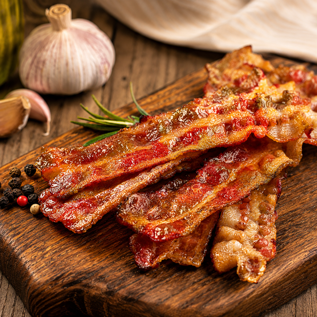 The Armored Kingdom Gourmet Applewood Smoke Style Bacon Jerky Bag-USA Made-Delicious Protein Snack-Ready to Eat Tender Snack-Premium Bacon