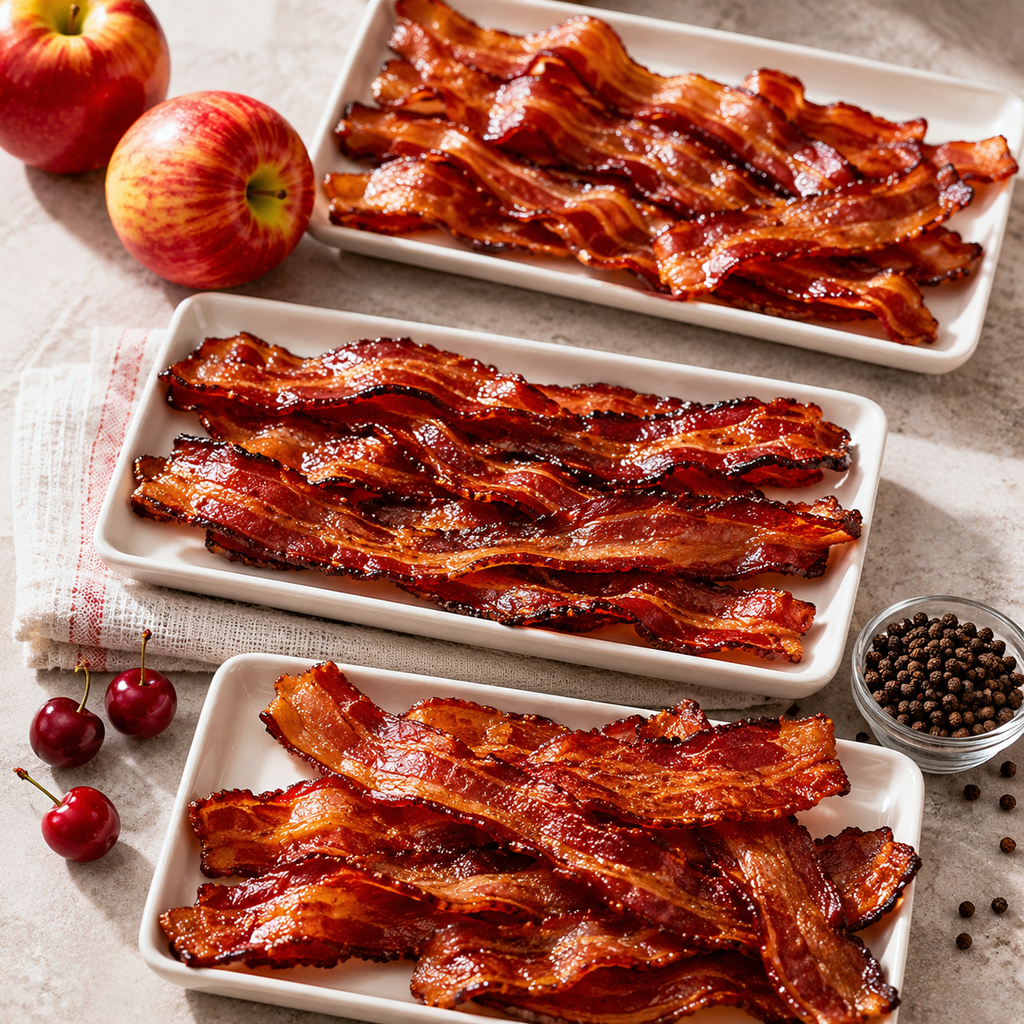 The Armored Kingdom Gourmet Applewood Smoke Style Bacon Jerky Bag-USA Made-Delicious Protein Snack-Ready to Eat Tender Snack-Premium Bacon