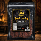 The Armored Kingdom Gourmet Original Style Jerky - Traditional & Savory-USA Made High Protein Dried Snack, 3oz Resealable Sharing Size Bag
