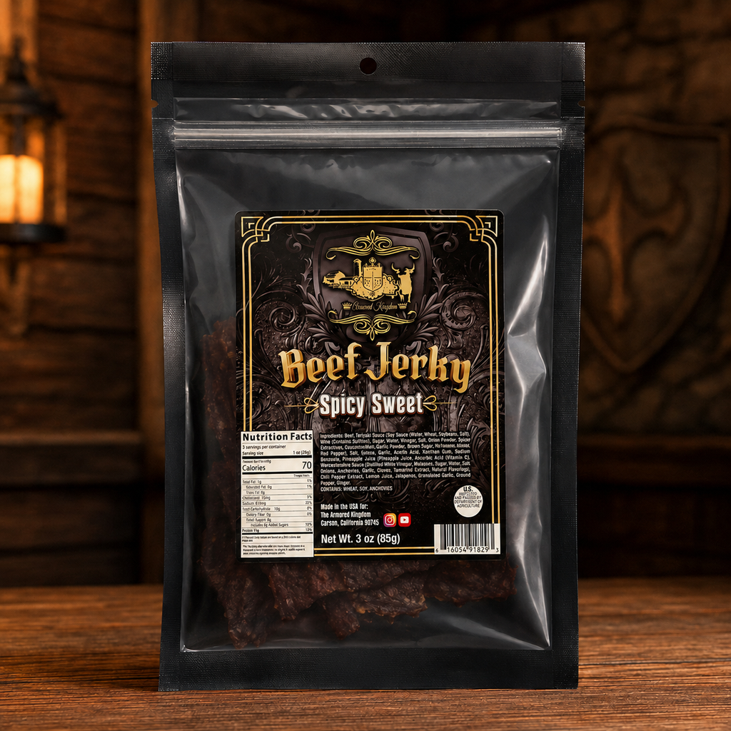 The Armored Kingdom Gourmet Spicy Sweet Jerky-Dried Snack-Dry Meat-Protein Snack-Savory