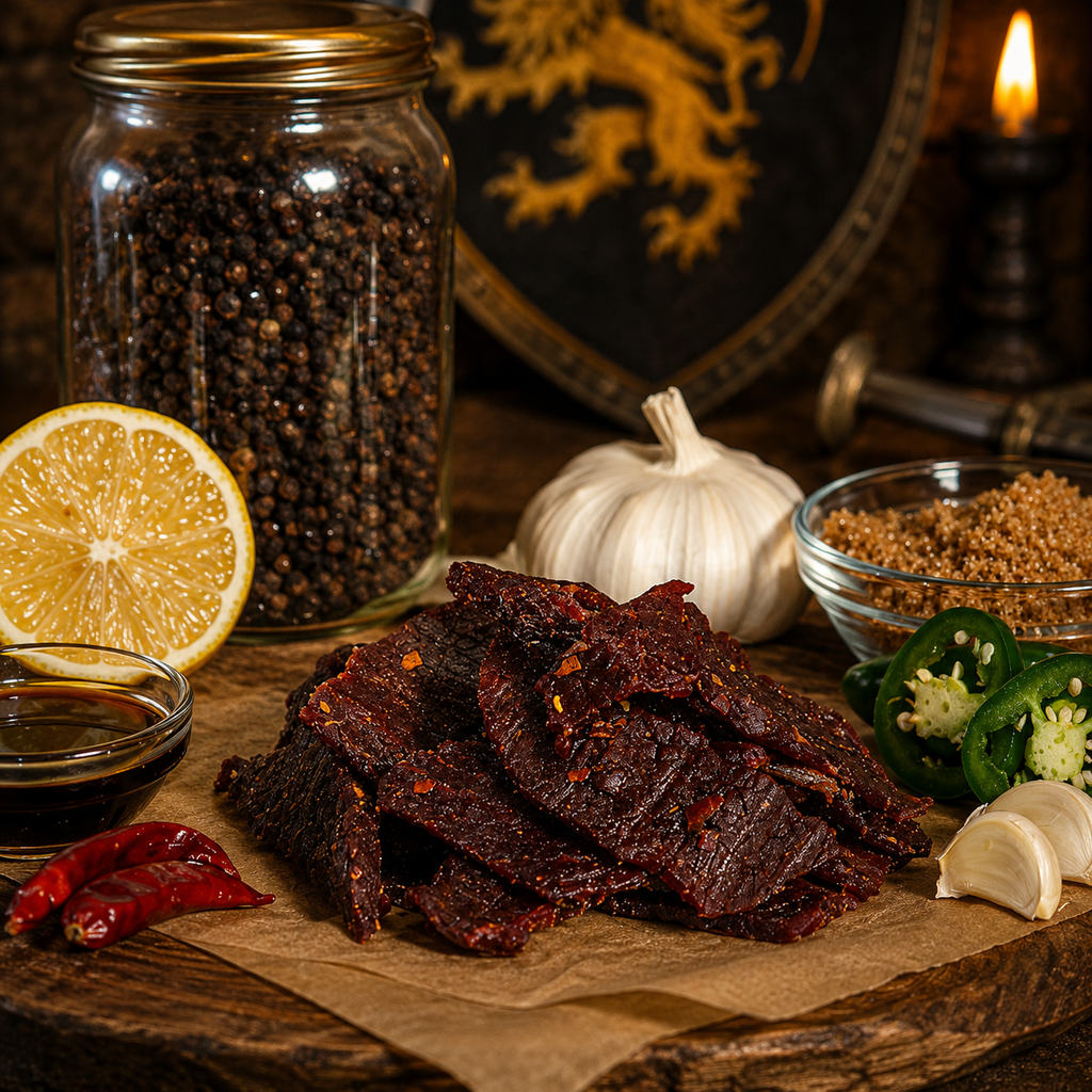 The Armored Kingdom Gourmet Spicy Sweet Jerky-Dried Snack-Dry Meat-Protein Snack-Savory
