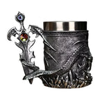 The Armored Kingdom Silver Sentinel Dragon Mug-Fantasy-Gothic-Regal-Stainless Steel