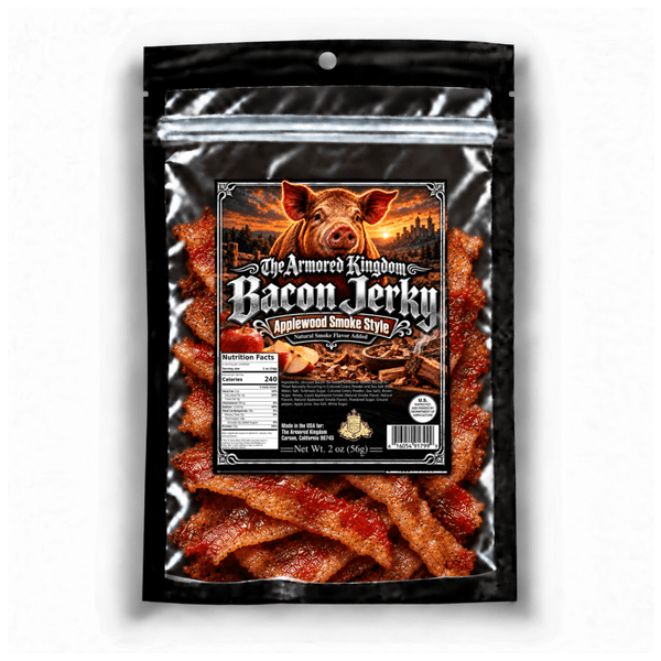Applewood Smoke Style Gourmet Bacon Jerky by The Armored Kingdom Jerky-USA Made-Delicious Protein Snack-Ready to Eat Tender Snack-Premium Bacon-The Armored Kingdom - The Armored Kingdom
