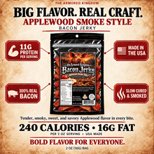Applewood Smoke Style Gourmet Bacon Jerky by The Armored Kingdom Jerky-USA Made-Delicious Protein Snack-Ready to Eat Tender Snack-Premium Bacon-The Armored Kingdom - The Armored Kingdom