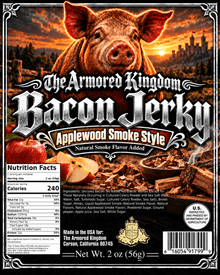 Applewood Smoke Style Gourmet Bacon Jerky by The Armored Kingdom Jerky-USA Made-Delicious Protein Snack-Ready to Eat Tender Snack-Premium Bacon-The Armored Kingdom - The Armored Kingdom