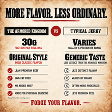 Classic Original Style Gourmet Beef Jerky by The Armored Kingdom Jerky-3oz-Traditional & Savory-USA Made High Protein Dried Snack-Resealable Sharing Size Bag-The Armored Kingdom - The Armored Kingdom