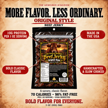 Classic Original Style Gourmet Beef Jerky by The Armored Kingdom Jerky-3oz-Traditional & Savory-USA Made High Protein Dried Snack-Resealable Sharing Size Bag-The Armored Kingdom - The Armored Kingdom