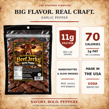 Garlic Pepper Gourmet Beef Jerky by The Armored Kingdom Jerky-3oz of Delicious Protein Filled Snack- Dried Snack-Meat-The Armored Kingdom - The Armored Kingdom