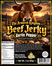 Garlic Pepper Gourmet Beef Jerky by The Armored Kingdom Jerky-3oz of Delicious Protein Filled Snack- Dried Snack-Meat-The Armored Kingdom - The Armored Kingdom