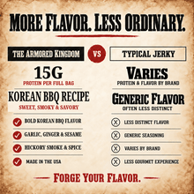 Korean BBQ Recipe Gourmet Beef Jerky by The Armored Kingdom Jerky-3oz Dried Snack-Smoky-Sweet Fusion Flavor-Tender Texture-High Protein-The Armored Kingdom - The Armored Kingdom