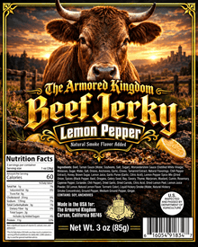 Lemon Pepper Gourmet Beef Jerky by The Armored Kingdom Jerky-3oz-High Protein-Dried Snack- The Armored Kingdom - The Armored Kingdom