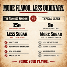 Lemon Pepper Gourmet Beef Jerky by The Armored Kingdom Jerky-3oz-High Protein-Dried Snack- The Armored Kingdom - The Armored Kingdom