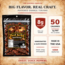 Peppered Orange Teriyaki Gourmet Beef Jerky by The Armored Kingdom Jerky 3oz Premium Cuts, Bold Spicy Heat, High Protein, Savory Flavorful Blend, The Armored Kingdom - The Armored Kingdom
