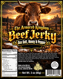 Sea Salt, Honey & Pepper Gourmet Beef Jerky by The Armored Kingdom Jerky-3oz-protein dry snack-The Armored Kingdom - The Armored Kingdom