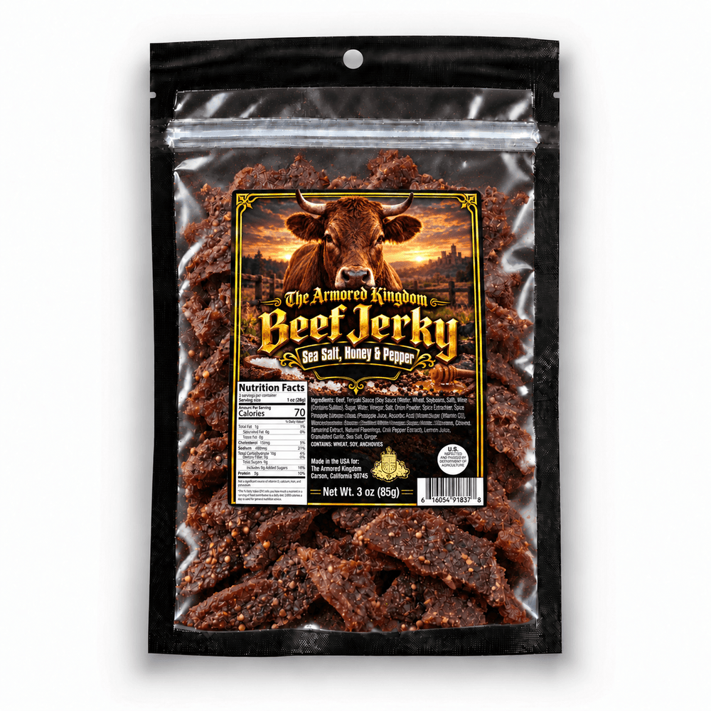Sea Salt, Honey & Pepper Gourmet Beef Jerky by The Armored Kingdom Jerky-3oz-protein dry snack-The Armored Kingdom - The Armored Kingdom