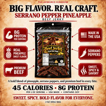Serrano Pepper Pineapple Gourmet Beef Jerky by The Armored Kingdom Jerky-3oz-USA Made-Dried Meat-Protein Snack-The Armored Kingdom - The Armored Kingdom