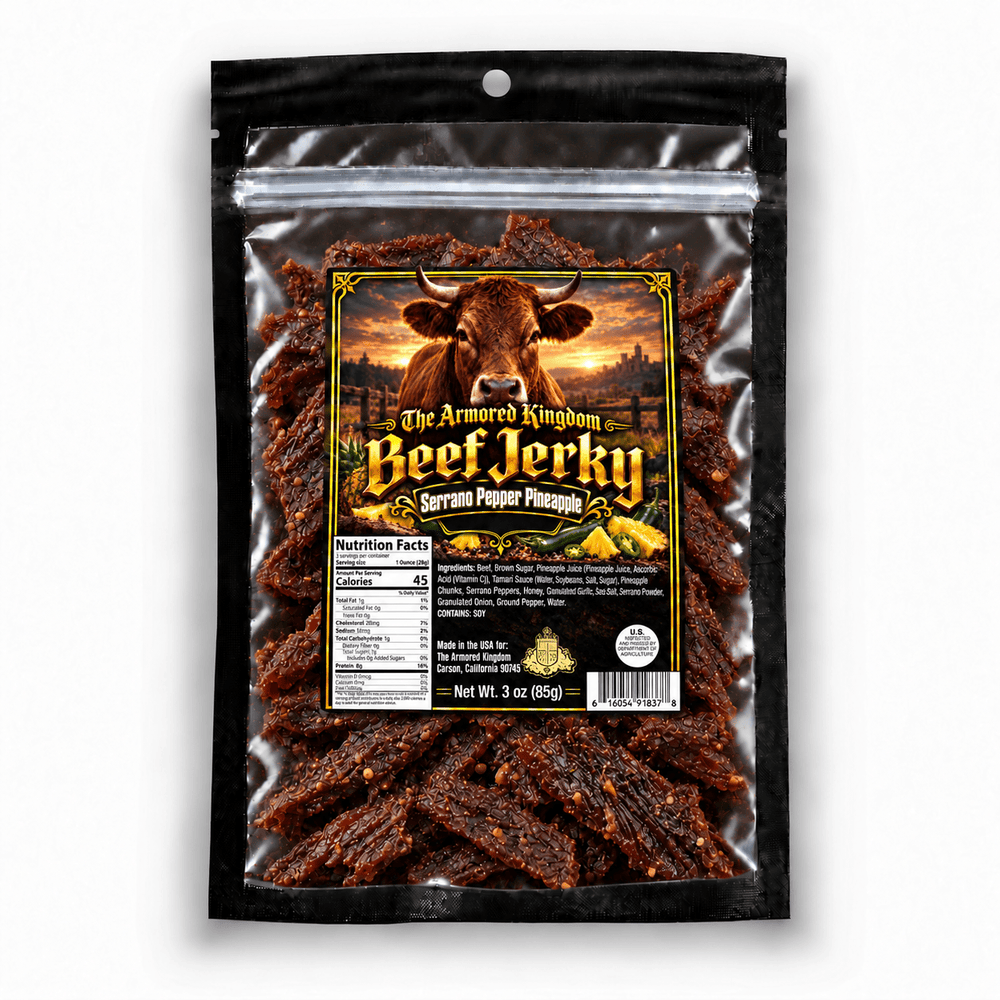 Serrano Pepper Pineapple Gourmet Beef Jerky by The Armored Kingdom Jerky-3oz-USA Made-Dried Meat-Protein Snack-The Armored Kingdom - The Armored Kingdom