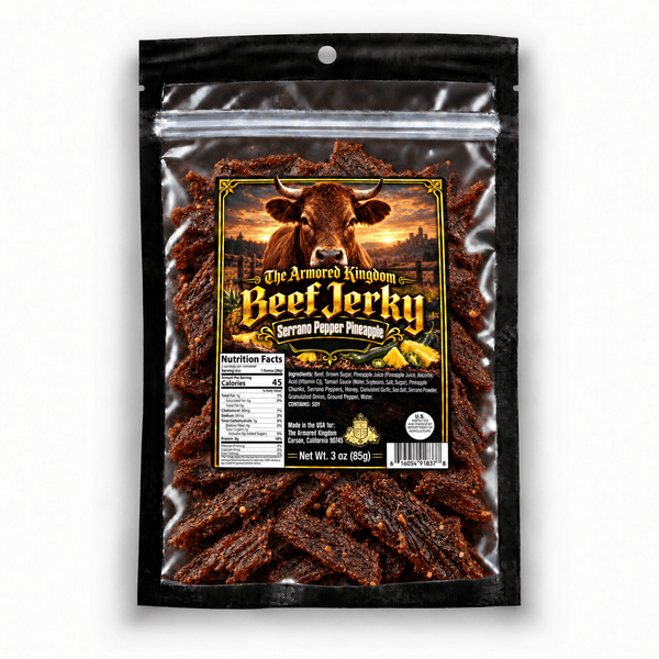Serrano Pepper Pineapple Gourmet Beef Jerky by The Armored Kingdom Jerky-3oz-USA Made-Dried Meat-Protein Snack-The Armored Kingdom - The Armored Kingdom