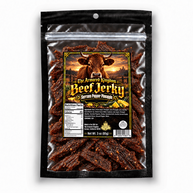 Serrano Pepper Pineapple Gourmet Beef Jerky by The Armored Kingdom Jerky-3oz-USA Made-Dried Meat-Protein Snack-The Armored Kingdom - The Armored Kingdom