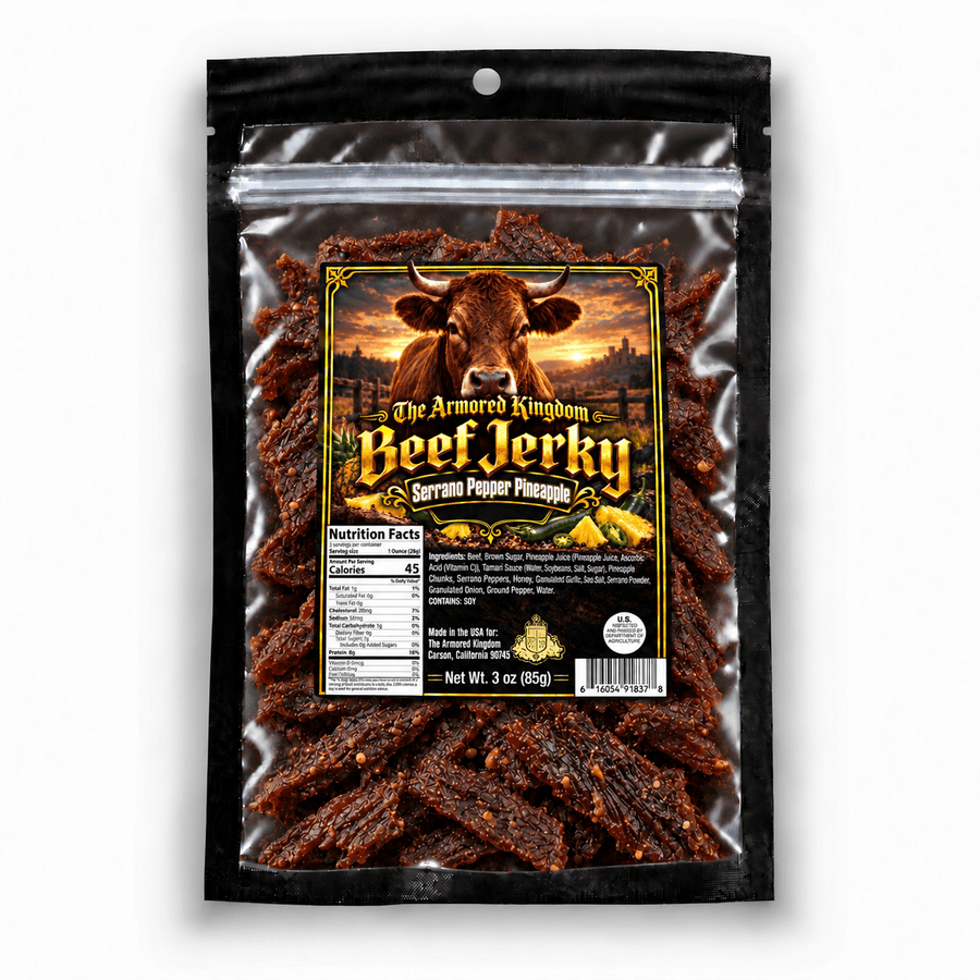 Serrano Pepper Pineapple Gourmet Beef Jerky by The Armored Kingdom Jerky-3oz-USA Made-Dried Meat-Protein Snack-The Armored Kingdom - The Armored Kingdom
