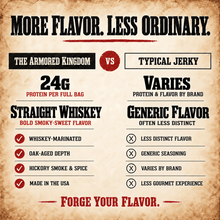 Straight Whiskey Gourmet Beef Jerky by The Armored Kingdom Jerky-3oz-High Protein Dry Snack-Savory-Marinated with straight whiskey- The Armored Kingdom - The Armored Kingdom