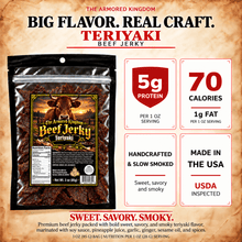 Teriyaki Gourmet Beef Jerky by The Armored Kingdom Jerky-3oz Snack-Dried Meat Snack for On the Go-Protein Snack-Savory- The Armored Kingdom - The Armored Kingdom