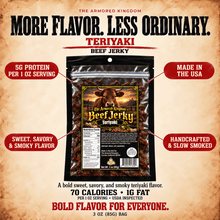 Teriyaki Gourmet Beef Jerky by The Armored Kingdom Jerky-3oz Snack-Dried Meat Snack for On the Go-Protein Snack-Savory- The Armored Kingdom - The Armored Kingdom