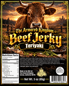 Teriyaki Gourmet Beef Jerky by The Armored Kingdom Jerky-3oz Snack-Dried Meat Snack for On the Go-Protein Snack-Savory- The Armored Kingdom - The Armored Kingdom