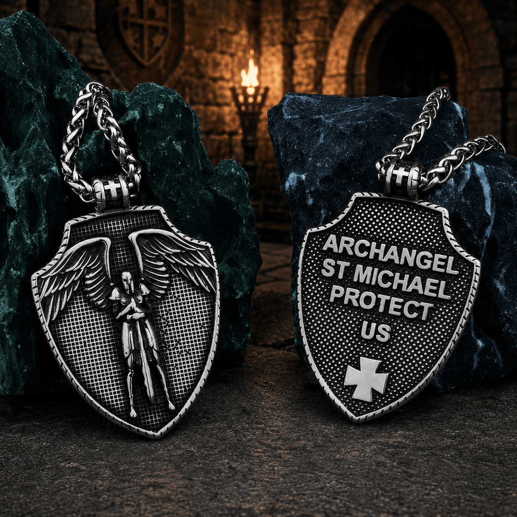 The Armored Kingdom Archangel Protector Shield Necklace-Detailed-Durable - The Armored Kingdom