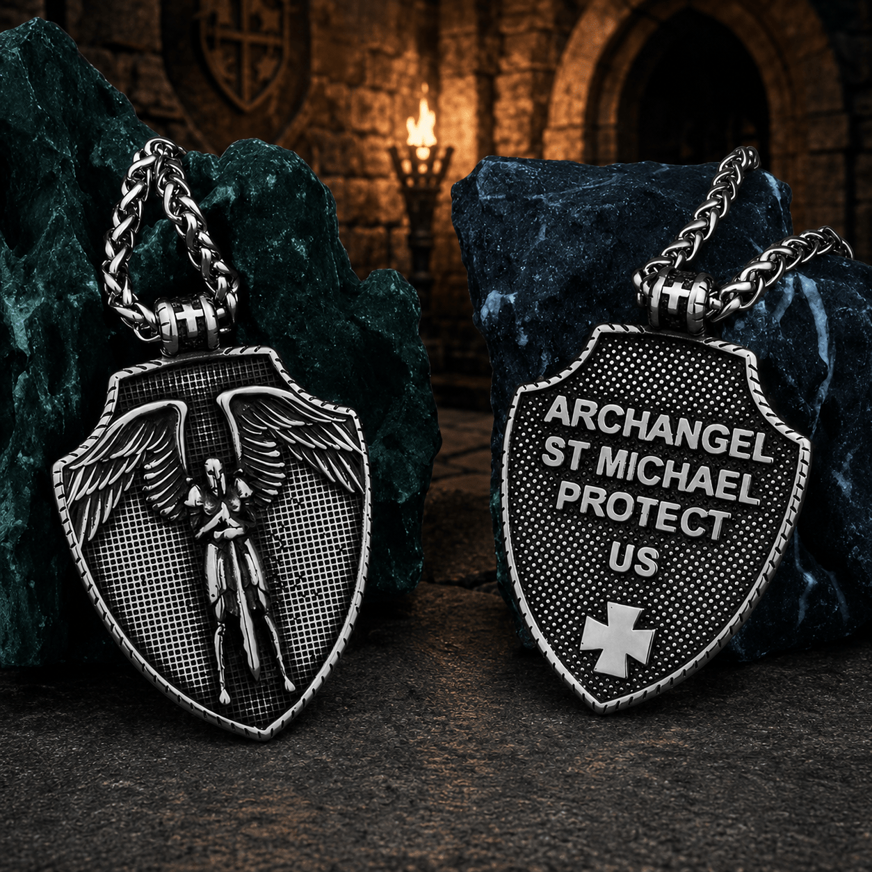 The Armored Kingdom Archangel Protector Shield Necklace-Detailed-Durable - The Armored Kingdom