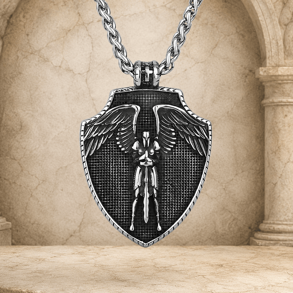 The Armored Kingdom Archangel Protector Shield Necklace-Detailed-Durable - The Armored Kingdom