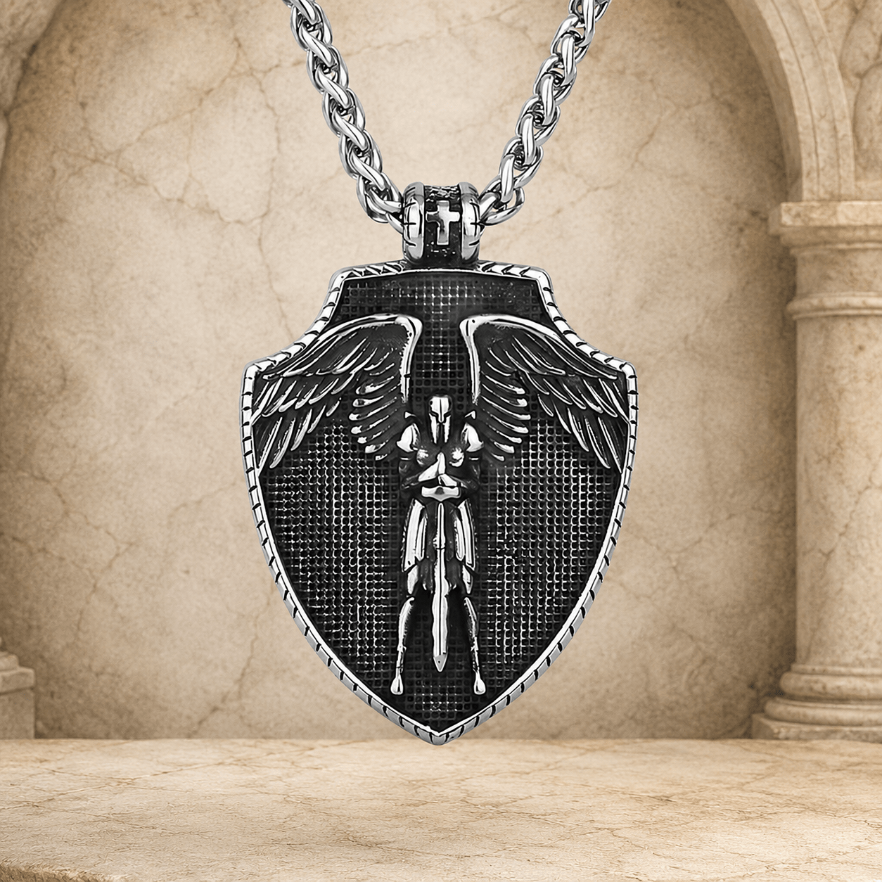 The Armored Kingdom Archangel Protector Shield Necklace-Detailed-Durable - The Armored Kingdom