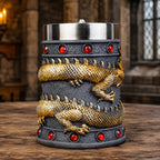 The Armored Kingdom Crimson Gold Wrapped Dragon Mug-16oz-Dragon Drinkware-Mythic Design - The Armored Kingdom