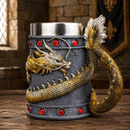 The Armored Kingdom Crimson Gold Wrapped Dragon Mug-16oz-Dragon Drinkware-Mythic Design - The Armored Kingdom