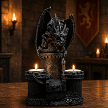 The Armored Kingdom Dragon's Fury Flameforge Candle Holder with 2 Candles-Detailed Resin Design - The Armored Kingdom