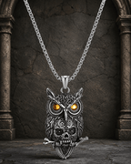 The Armored Kingdom Ember-Eyed Skull Owl Necklace-Gothic Style-Unique Style-Medieval Jewelry - The Armored Kingdom
