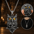 The Armored Kingdom Ember-Eyed Skull Owl Necklace-Gothic Style-Unique Style-Medieval Jewelry - The Armored Kingdom