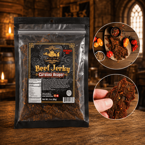 The Armored Kingdom Gourmet Carolina Reaper Beef Jerky-3oz-Super Hot-USA Inspected- Protein Dried Snack - The Armored Kingdom