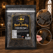 The Armored Kingdom Gourmet Cracked Black Pepper Beef Jerky-3oz-Savory High-Protein Snack, Resealable Bag, U.S.A. Inspected & Approved-Dried - The Armored Kingdom