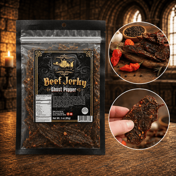 The Armored Kingdom Gourmet Ghost Pepper Beef Jerky-3oz-high protein dry snack - The Armored Kingdom