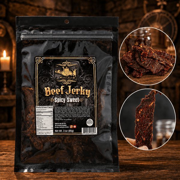 The Armored Kingdom Gourmet Spicy Sweet Jerky-3oz-Dried Snack-Dry Meat-Protein Snack-Savory - The Armored Kingdom